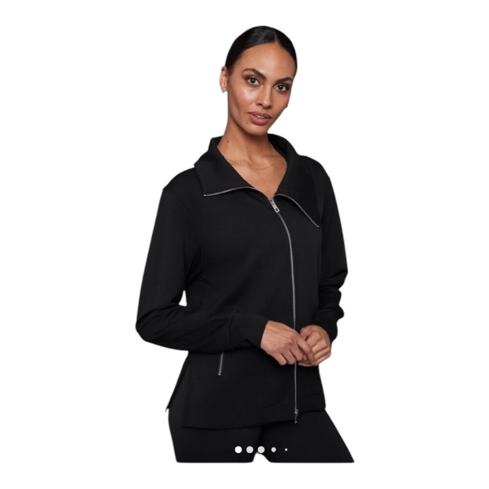 Carbon38 Knit Jacket w/Asymmetrical Zip, Size XS, Black